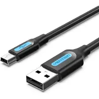 Vention COMBI USB 2.0 Cable/ USB Male - MiniUSB Male/ Up to 10W/ 480Mbps/ 3m/ Black