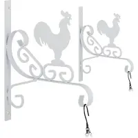 Relaxdays Support pour suspensions florales « Hahn », lot de 2, fixation murale, dimensions : 30 x 25,5 x 2 cm, crochets pour suspensions à l'extérieur et à l'intérieur, fer, blanc