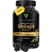 IK-Handelsgruppe Vita Elements Himalaya Shilajit Gold, gommes, 60 pièces – Ashwagandha, ginseng, complément alimentaire végan