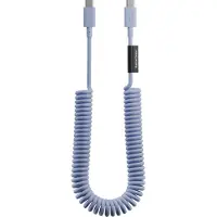 Native Union , câble spiralé USB-C vers USB-C 60 W, 2,4 m, série POP, recharge rapide, bleu
