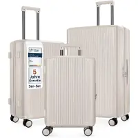 4FLY Ensemble de valises rigides , 3 pièces (M/L/XL) en polycarbonate – avec serrure TSA, 4 roulettes doubles pivotantes et poignée télescopique en aluminium