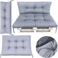 EDANTI Lot de coussins pour palettes 120 x 80 + 120 x 40, gris, imperméables (assise et dossier)