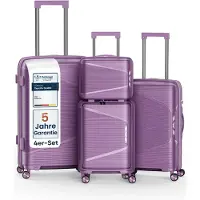 4FLY Ensemble de valises à coque rigide , 4 pièces (S/M/L/XL) – avec serrure TSA, 4 roulettes doubles pivotantes, trousse de toilette, bagage à main et bagage en soute