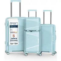4FLY Ensemble de valises à coque rigide , 4 pièces (S/M/L/XL) – avec serrure TSA, 4 roulettes doubles pivotantes, trousse de toilette, bagage à main et bagage en soute