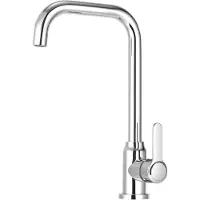 Unyqoos Robinet de cuisine en acier inoxydable (SUS304) en forme de L – pivotant à 360°, mitigeur à une main avec cartouche en céramique, résistant aux rayures et aux traces de doigts, montage facile