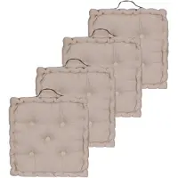 Unyqoos Coussin de sol (lot de 4), 10 cm d'épaisseur, 100% coton – design bicolore avec poignée de transport, polyvalent pour une utilisation au sol, sur les chaises ou sur des palettes