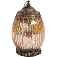 Unyqoos Lanterne LED vintage – couleur or, métal et verre épais, pour intérieur et extérieur, nécessite 2 piles AAA (piles non incluses)