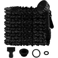Unyqoos Tuyau d'arrosage extensible de 15 mètres – résistant aux nœuds, compact et léger, avec un cœur en latex et un revêtement en fibre de polyester, 7 modes de pulvérisation