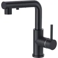 Unyqoos Robinet de cuisine noir avec douchette rétractable, pivotant à 360°, 3 modes de jet, en acier inoxydable 304 brossé, cartouche en céramique