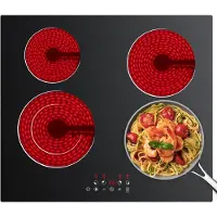 CDV Plaque de cuisson électrique Touch Control, 60 cm, encastrable, vitrocéramique, 9 niveaux de puissance avec minuterie, 6400 W, CDVER64B