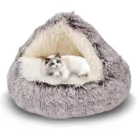 OEM Lit pour chien moelleux, forme coque, 60 cm, lavable, intérieur en peluche