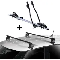 VDP Porte-vélos SAGITTAR + barres de toit EVO acier compatibles avec Nissan Micra (K11) 5 portes 1992-2003
