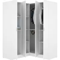 Dmora Woodbury - Grande Armoire, 131x184h cm Blanc, 8 Étagères