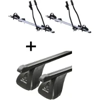 VDP 2x porte-vélos SAGITTAR + barres de toit en acier compatibles avec la Ford Fusion 5 portes 2002-2012