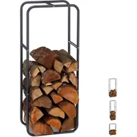 Relaxdays Étagère à bois , support pour empiler les bûches, en acier, pour l'intérieur et l'extérieur, étagère à bois de chauffage, H x L 100 x 40 cm, anthracite
