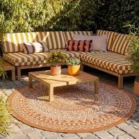 FRAAI Tapis d'extérieur rond - Summer Azteca Terracotta | Ø 100 cm | Rond |