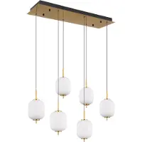 Globo Suspension dorée Ewald Verre blanc à 6 lumières