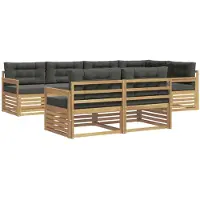 vidaXL Ensemble de salon de jardin , 7 pièces, blanc et anthracite, en polyester