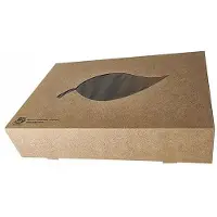 Papstar 87955 Récipient alimentaire jetable Carton, Polylactide (PLA), Contenant à usage unique, Marron