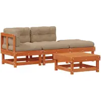 Syfax Ensemble de salon de jardin 4 pcs Brun cire Bois de pin massif