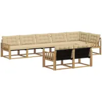 vidaXL Ensemble de salon de jardin 8 pièces, blanc et beige