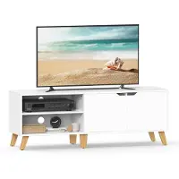 Songmics - Meuble TV 2 niches et 2 portes blanc - L140 cm