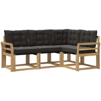vidaXL Ensemble de canapés d'extérieur avec coussins, 4 pièces, blanc et noir