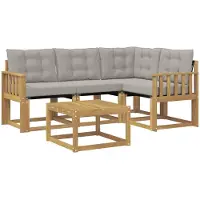 vidaXL Ensemble de salon de jardin 5 pièces, blanc et gris clair