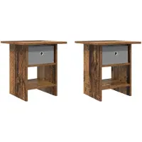 vidaXL Table de chevet avec tiroir 2 pcs Bois ancien 41 x 40 x 45 cm