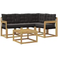 vidaXL Ensemble de canapés d'extérieur avec coussins, 5 pièces, blanc et noir
