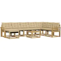 vidaXL Ensemble de salon de jardin 9 pièces, blanc et beige