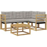 vidaXL Ensemble de salon de jardin 5 pièces, blanc et gris clair