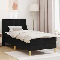 Prolenta Lit enfant exclusif - Structure de lit avec matelas, noir, 90 x 190 cm, tissu