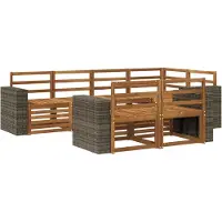 vidaXL Ensemble de salon de jardin , 7 pièces, en polyester naturel