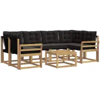 vidaXL Ensemble de canapés d'extérieur avec coussins, 7 pièces, blanc et noir