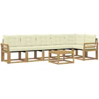 vidaXL Ensemble de salon de jardin 7 pièces, blanc et crème