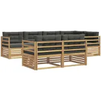 vidaXL Ensemble de salon de jardin , 7 pièces, blanc et anthracite, en polyester