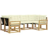vidaXL Ensemble de salon de jardin 6 pièces, blanc et crème