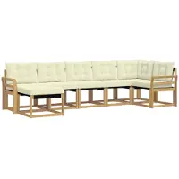 vidaXL Ensemble de salon de jardin 7 pièces, blanc et crème
