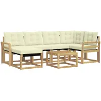 vidaXL Ensemble de salon de jardin 7 pièces, blanc et crème