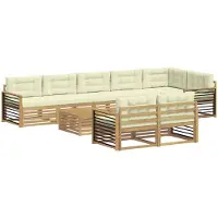 vidaXL Ensemble de salon de jardin , 9 pièces, blanc et crème, en polyester