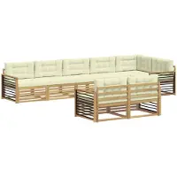 vidaXL Ensemble de canapés d'extérieur , 8 pièces, blanc et crème, en polyester