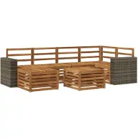 vidaXL Ensemble de salon de jardin , 7 pièces, en polyester naturel