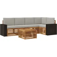 vidaXL - Ensemble de salon de jardin 6 pièces, en polyester naturel et gris clair