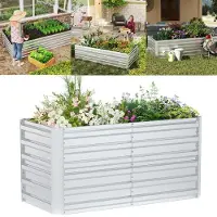 XINZI Potager surélevé en acier galvanisé, résistant à la rouille et aux intempéries, bac à plantes pour jardin et balcon, 180 x 90 x 58 cm, rectangulaire, argent