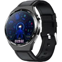 INF Montre connectée avec ECG, analyse de la composition corporelle, analyse de la composition sanguine (acide urique, lipides sanguins) Bracelet en cuir noir