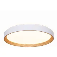 Alpinaluz Plafonnier LED Ø 48 cm, 40 W, température de couleur réglable de 3 000 K à 6 000 K, polycarbonate blanc, aspect bois, luminaire moderne