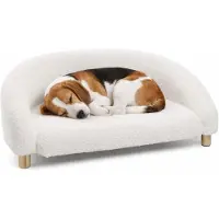 Flamingo Canapé pour chien Dorado semi-circulaire blanc, dimensions : 77 x 50 x 27 cm