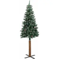 vidaXL Sapin de Noël mince bois véritable et neige blanche vert 150 cm
