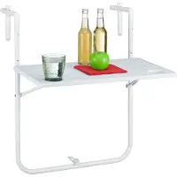 Relaxdays Table suspendue pour balcon RD5754, blanc